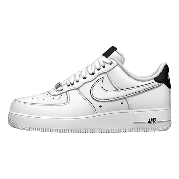 All white air force 1s with black stitching  sticker