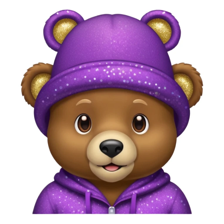 Urso adulto com boné roxo com glitter sticker