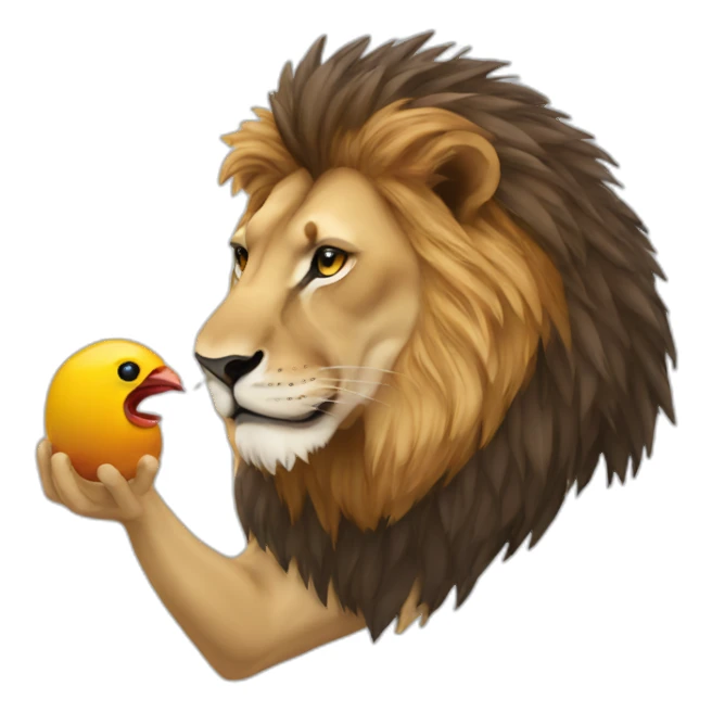 a lion eating a bird sticker