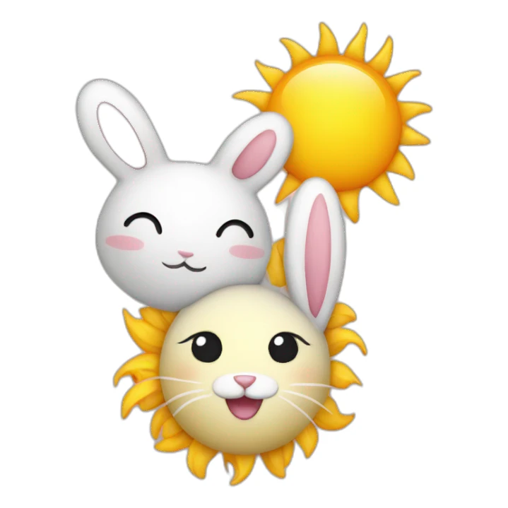 Sun with bunny together  sticker