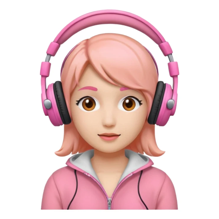peach with pink headphones on sticker