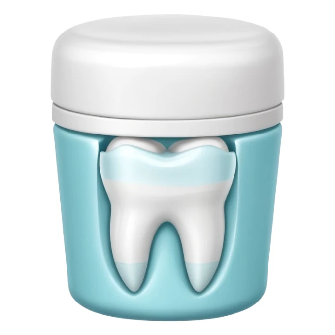 Container inside with dental cap for teeth alignment sticker