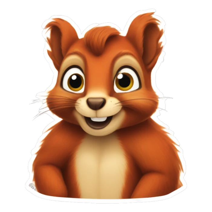 red squirrel in sticker style sticker