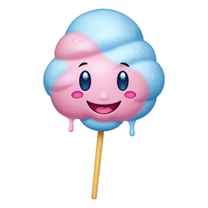 a cotton candy with a smiley face sticker