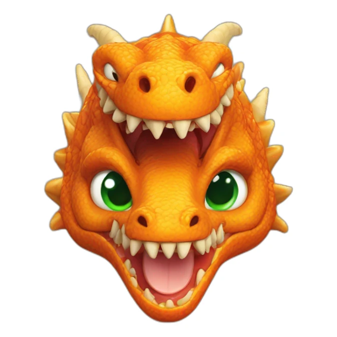 Orange dragon Green eyes eating pizza sticker