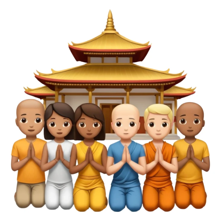 people praying in a Buddhist temple sticker