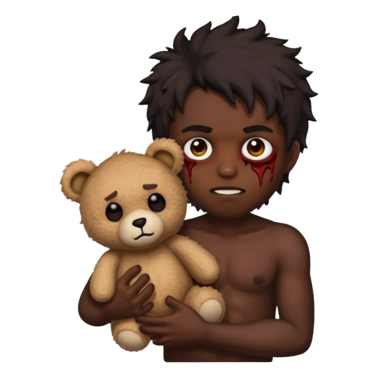 Demon hurting a teddy bear sticker