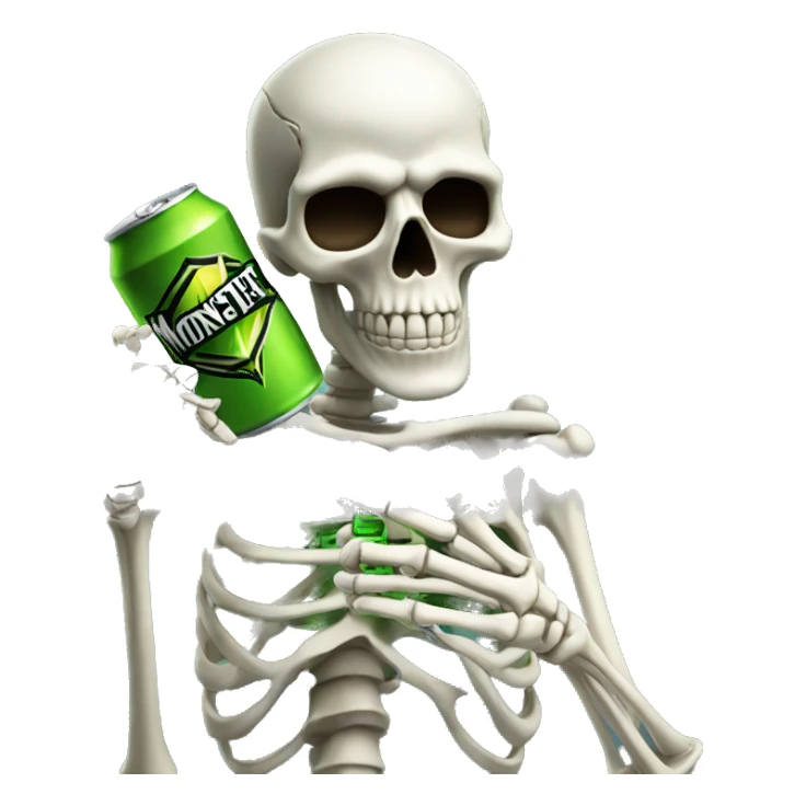 cussing skeleton drinking a monster energy sticker
