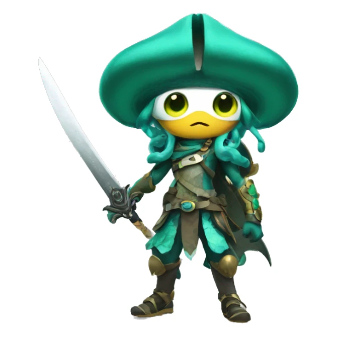 brave splatoon squid warrior with sword sticker