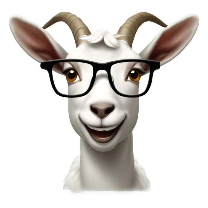 a goat wearing glasses laughing sticker