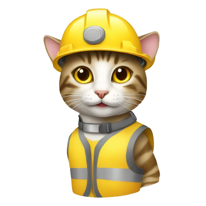 worker cat with yellow helmet sticker