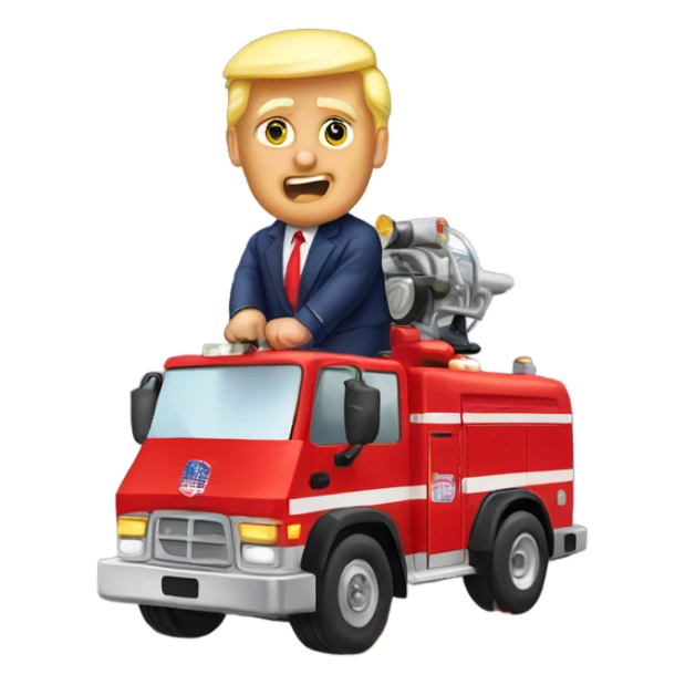 TRUMP RIDING FIRETRUCK sticker