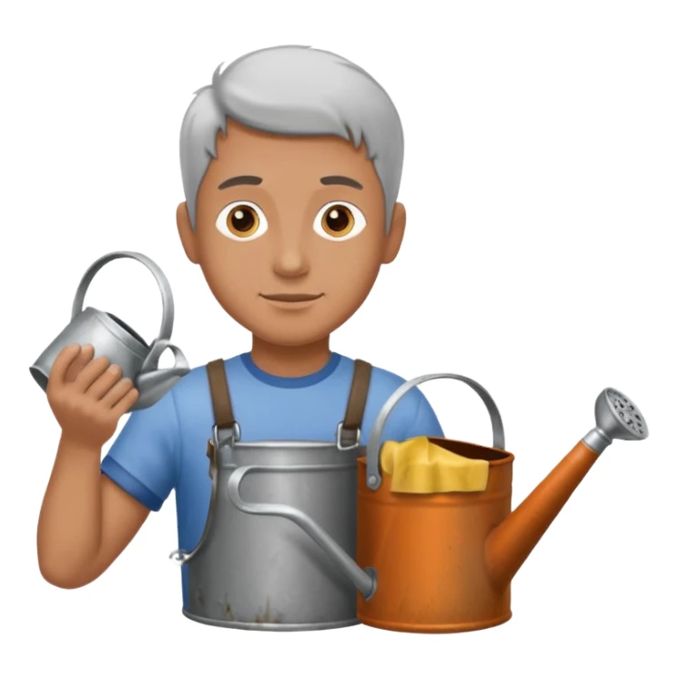 man holding watering pot sticker