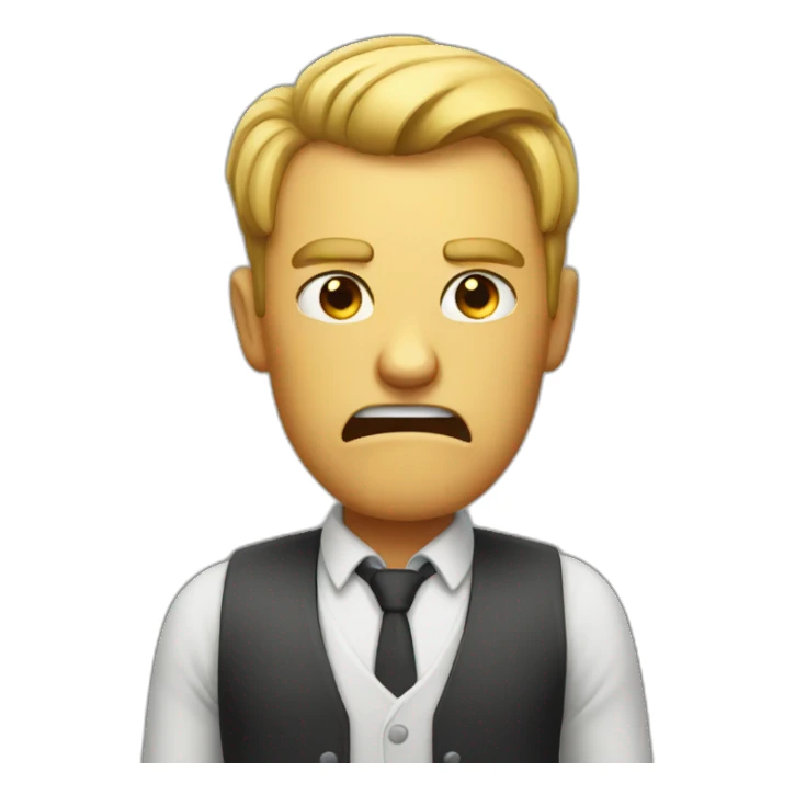 an angry man saying no sticker