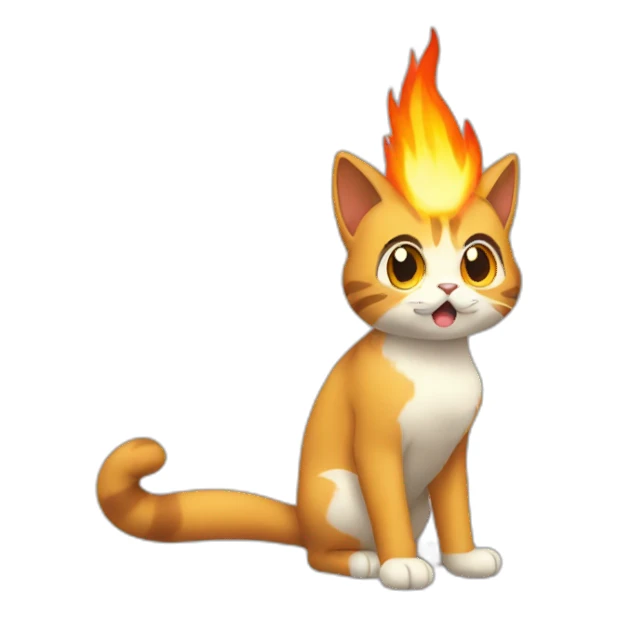 Sitting-bicolor-cat-fire-pokemon-shocked sticker