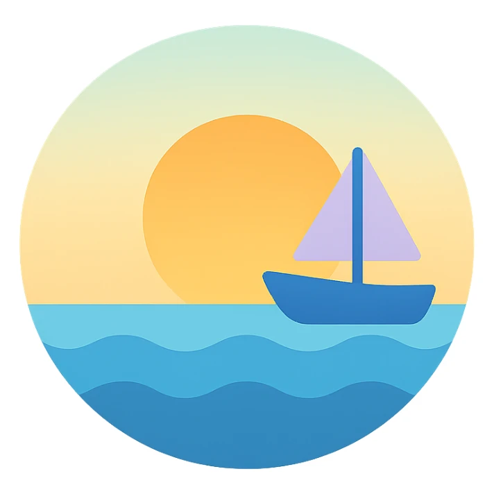 ocean sunset horizon boat sticker