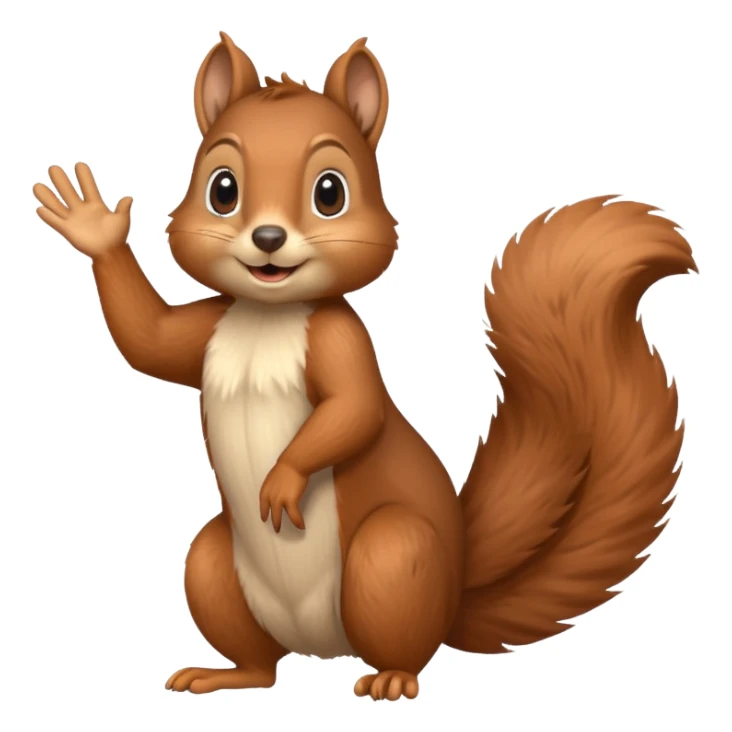 squirrel waving hand from the side sticker