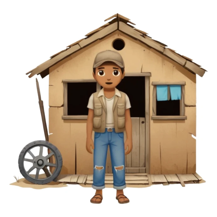 Broke down shack in Mexico with beggars  sticker