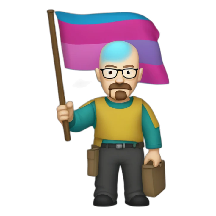 walter white holding the transexual pride flag sticker
