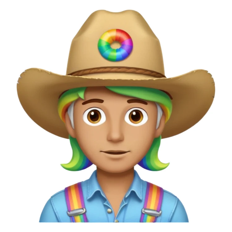 White Cowboy with rainbow hat sticker