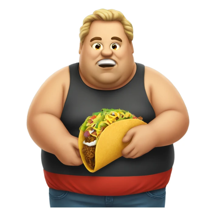 fat man eating taco sticker