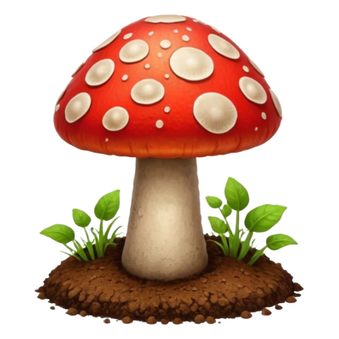 red glowing magic mushroom with dirt sticker