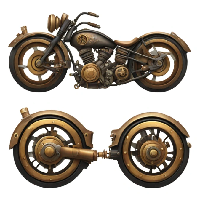steampunk motorbike back view sticker