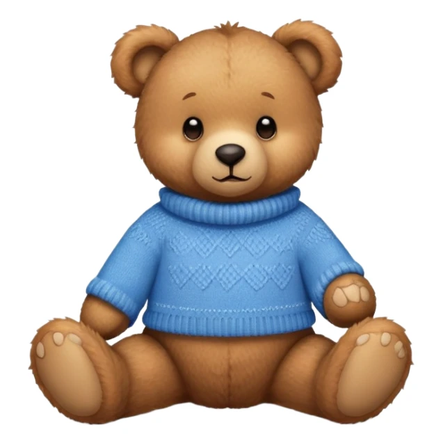 brown teddy bear with blue sweater sticker
