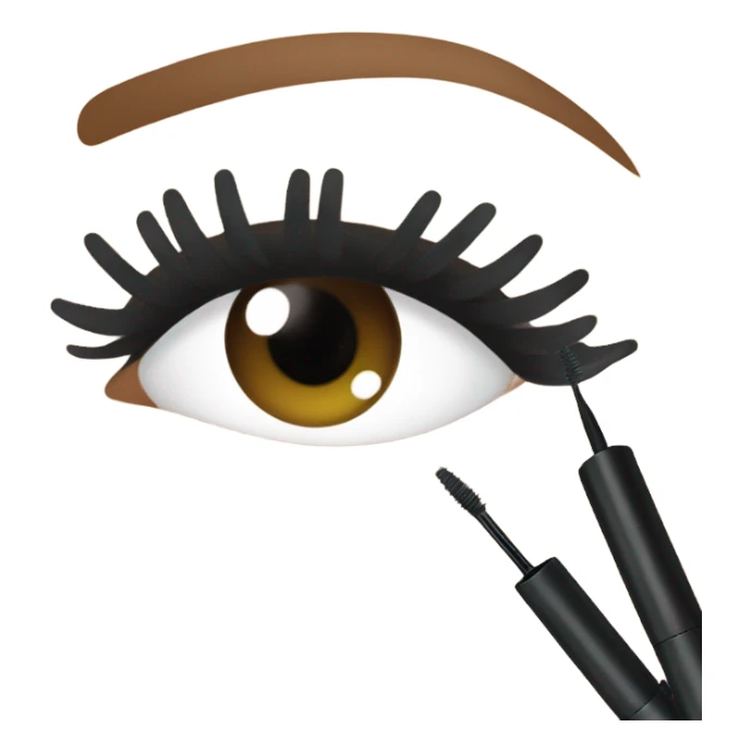 someone putting mascara oN sticker