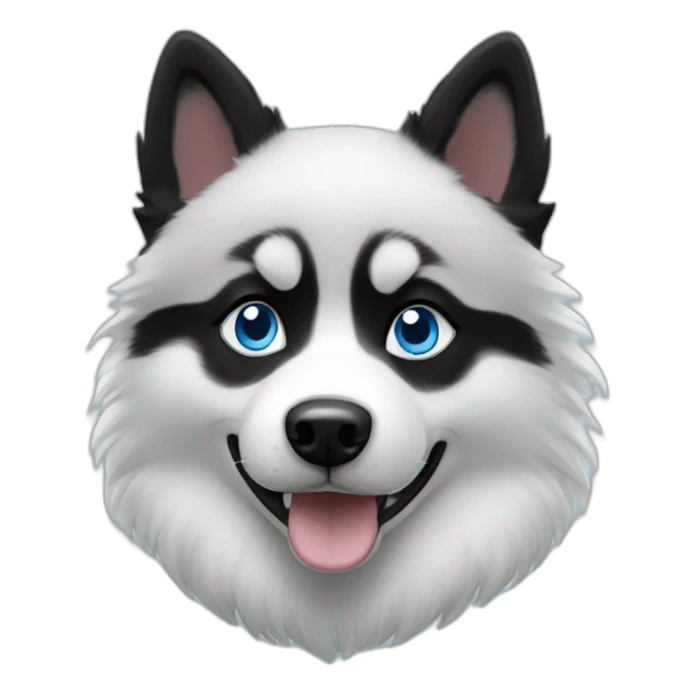 Pomsky black & white blue eyes sticker