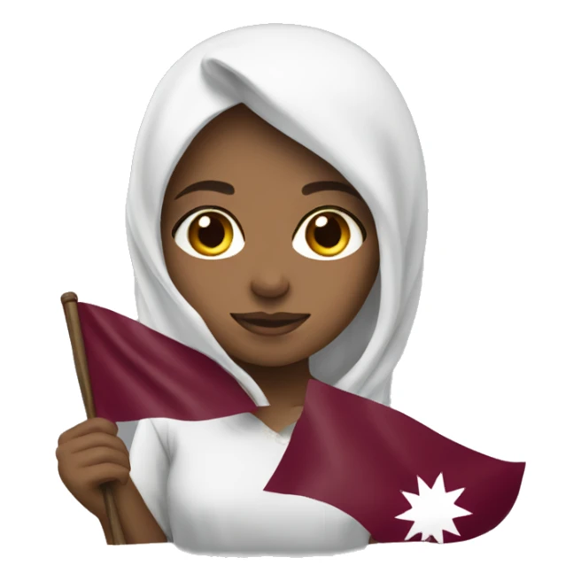 girl holding qatar flag sticker