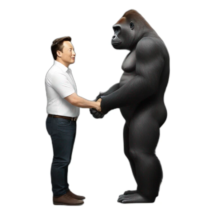 Gorilla handshakes Elon Musk sticker