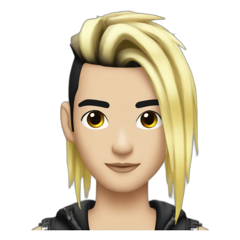 Bill Kaulitz black hair down with blonde highlights emo sticker