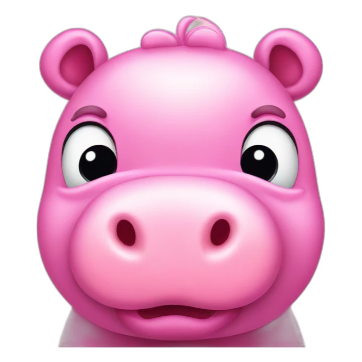 cute pink hippo looking surprised sticker
