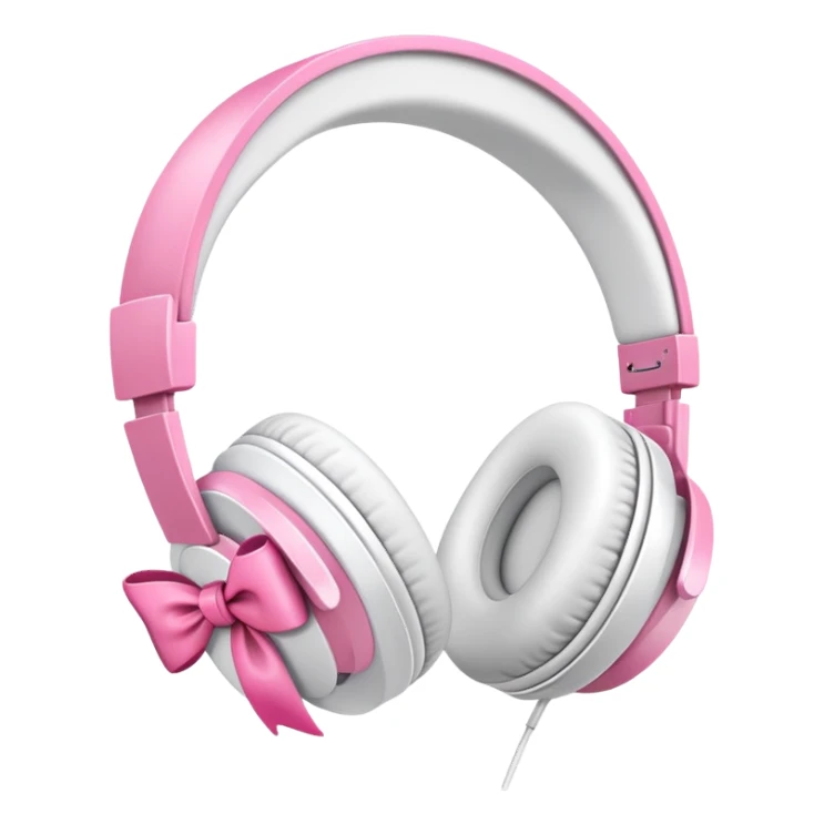 White headphones with pink bow sticker