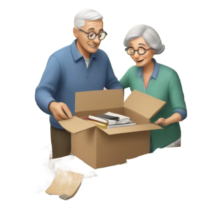 Old couple moving house sticker