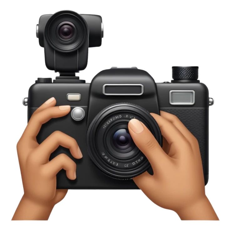 a hand holding a camera sticker