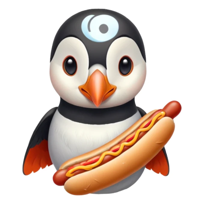 Icelandic puffin with hotdog sticker