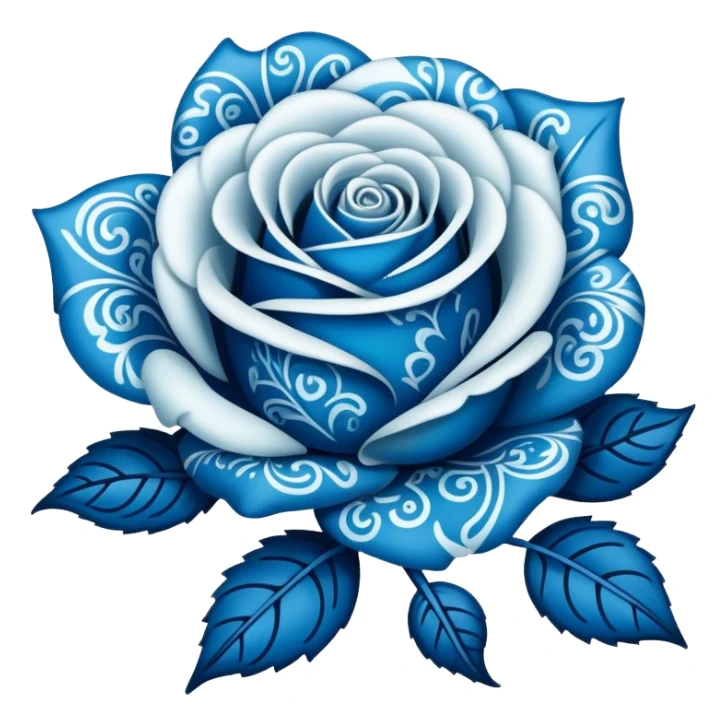blue paisley printed rose  sticker