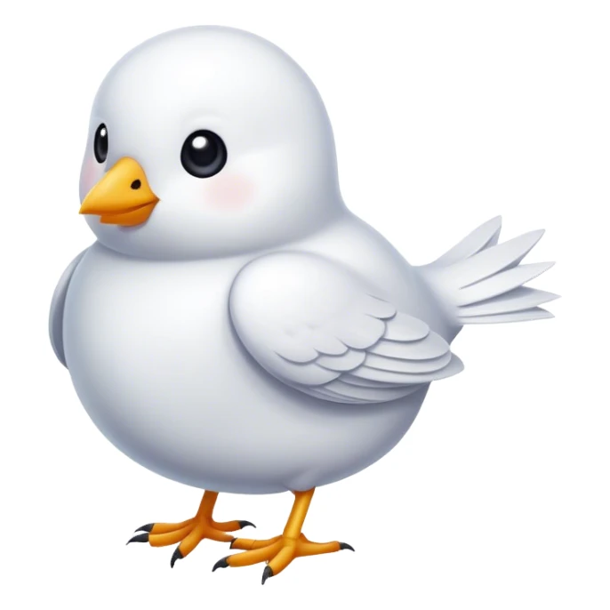 little white bird with big  sticker