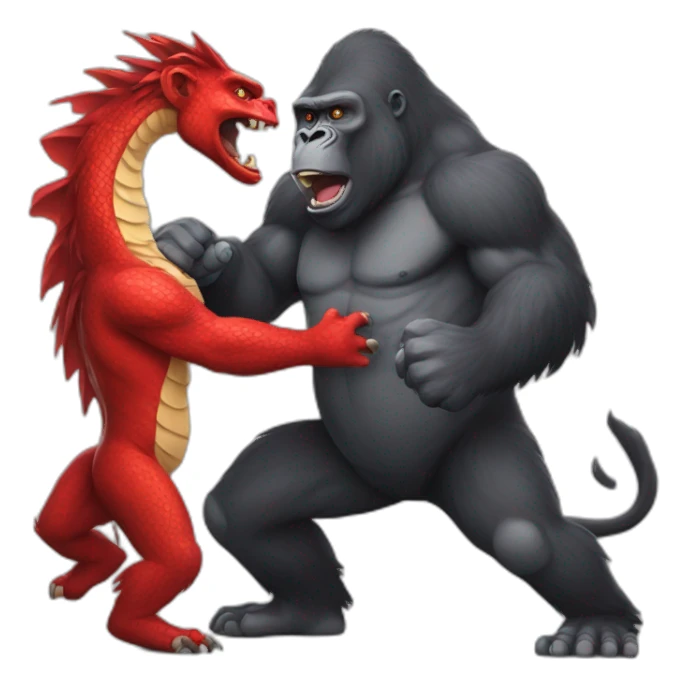 Gorilla fighting a Red Dragon sticker