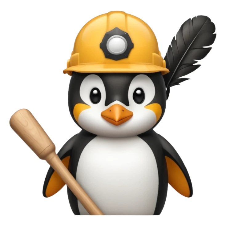 Penguin Construction Worker with baseball bat sticker