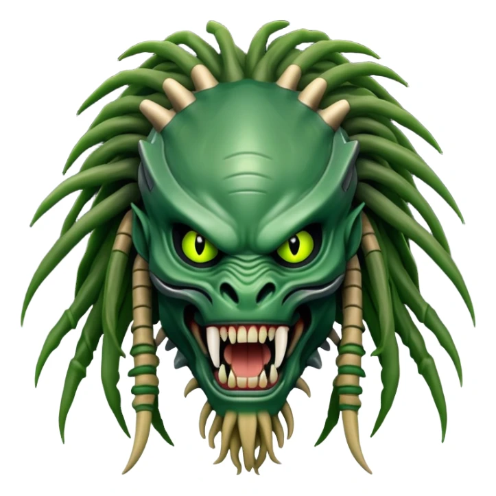 Predator alien with mandibles and dreadlocks sticker