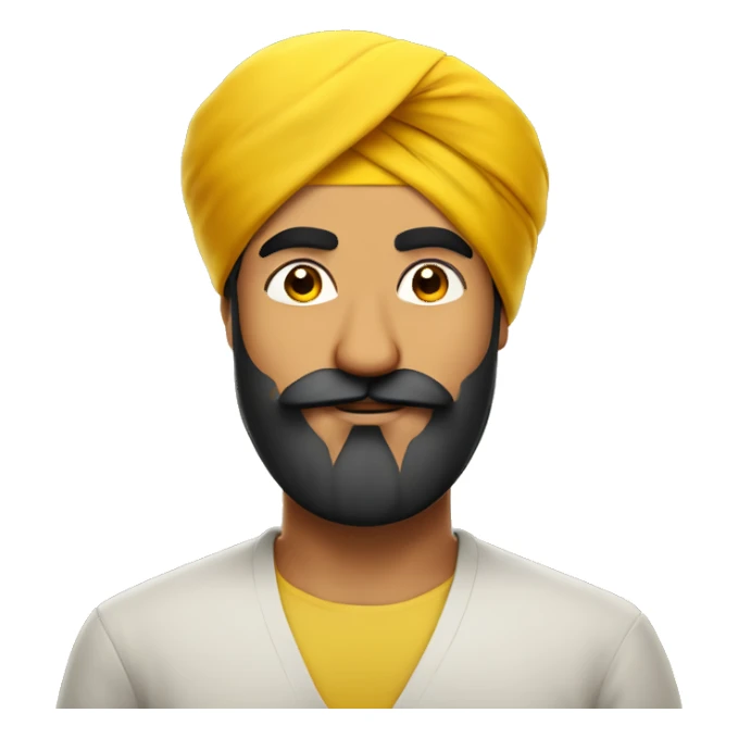 Punjabi guy in yellow turban, with beard and rounded moustache, only face sticker