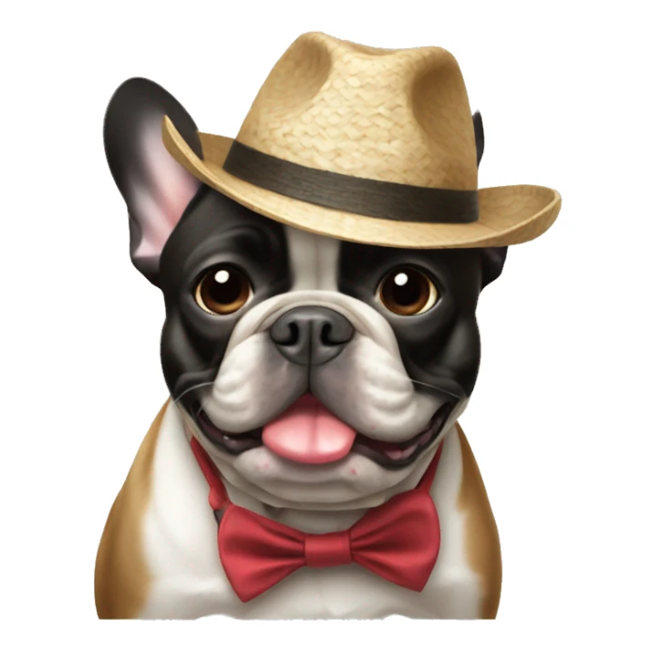 French bulldog in a Panama hat sticker