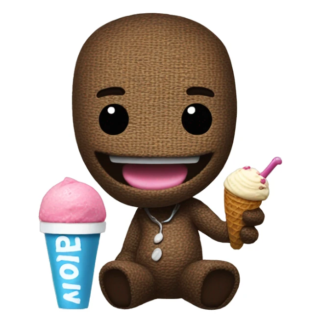 Sackboy eating ice cream sticker