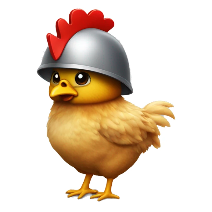 Chicken with soldier helmet on its head sticker