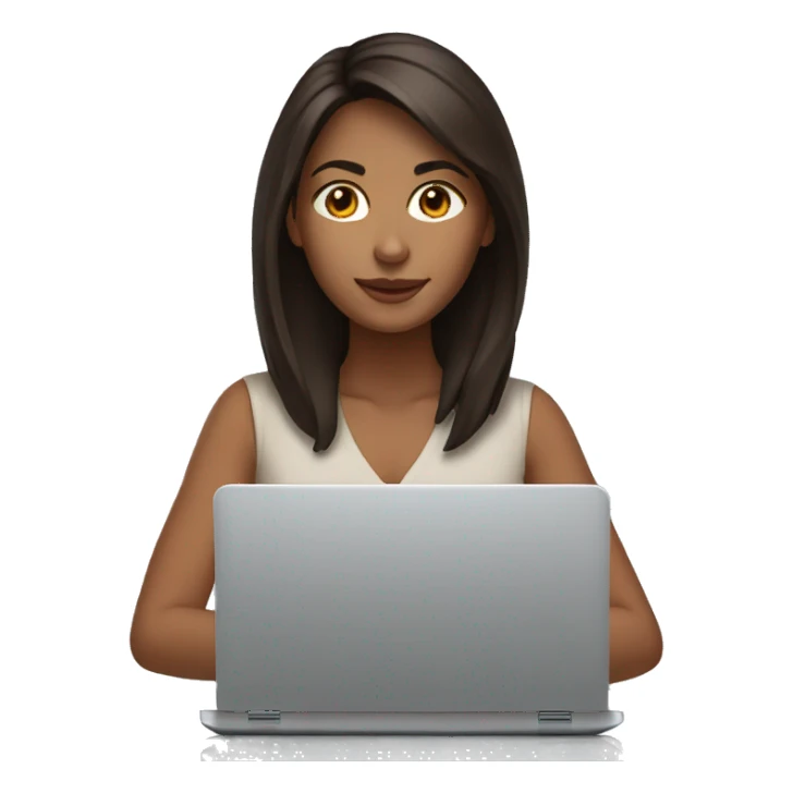 brunette on a laptop sticker