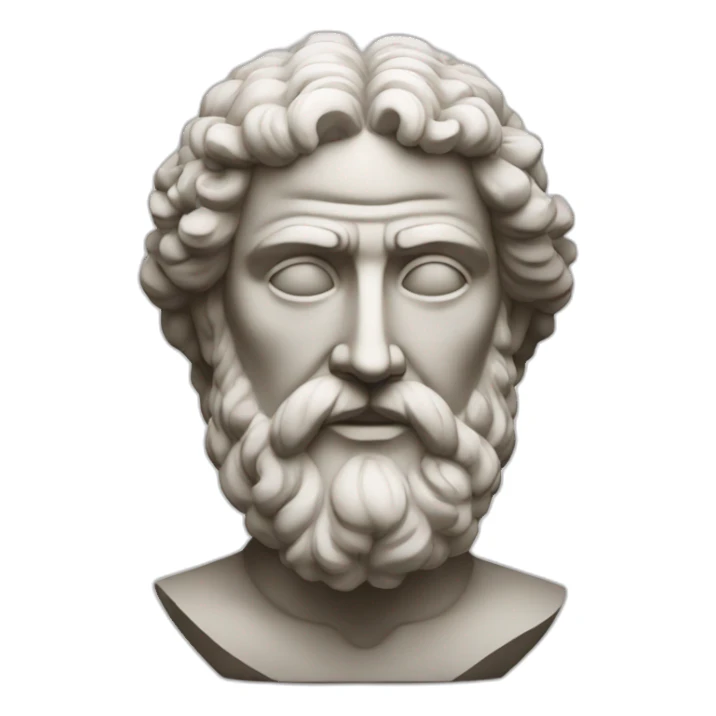 Stoic statue man with beard and centre head sticker