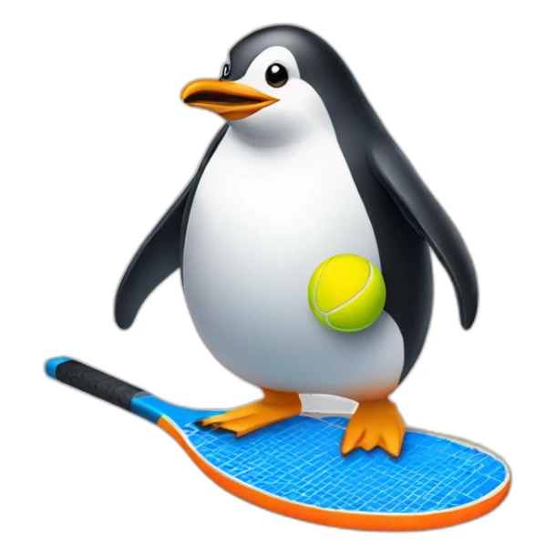 penguin playing paddle tennis sticker